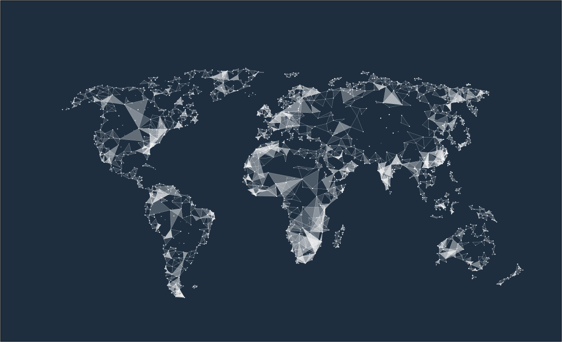 World map made out of connected dots