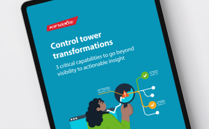 A tablet computer displaying the eBook "Control tower transformations" 