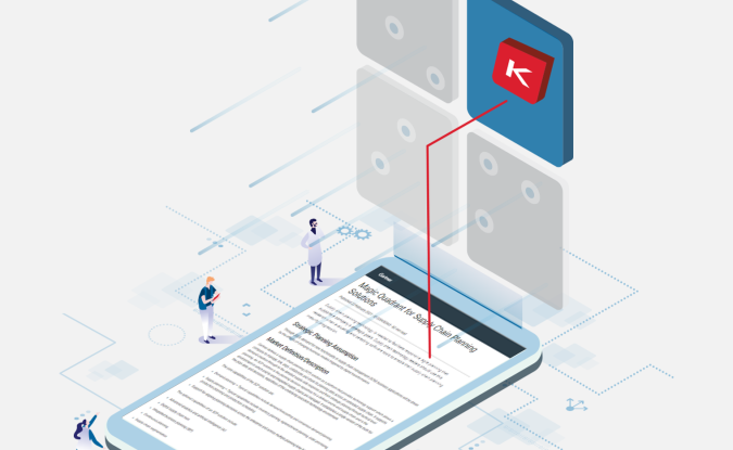Illustration of Kinaxis logo in the upper right quadrant